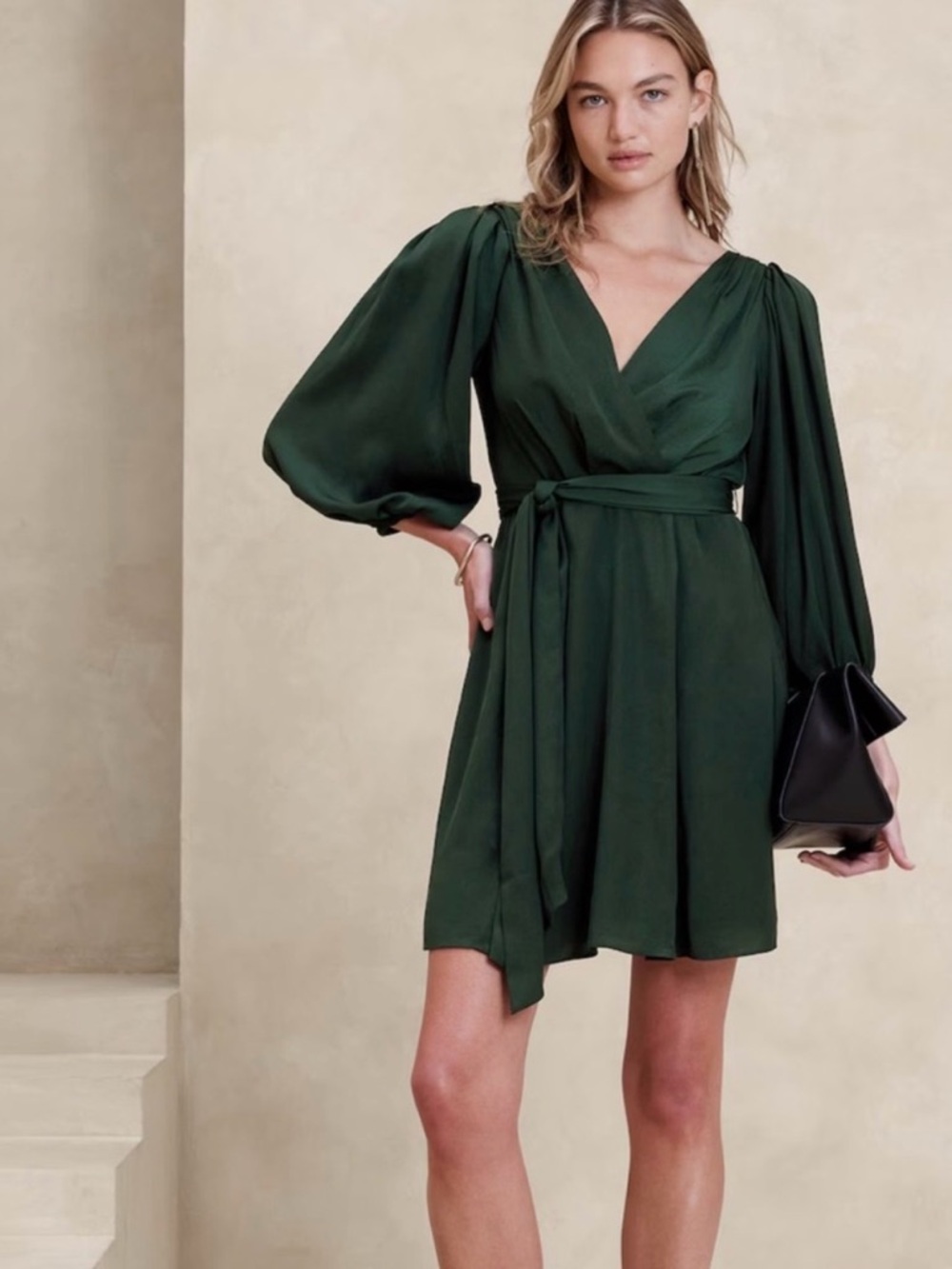 Banana Republic Forest Green Wrap Mini Dress